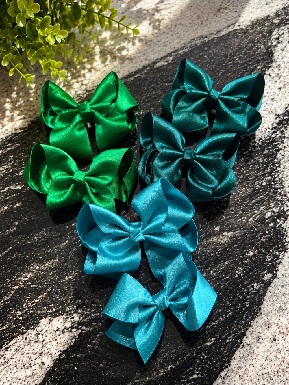 Kids Hair Bows - Teal & Emerald Set